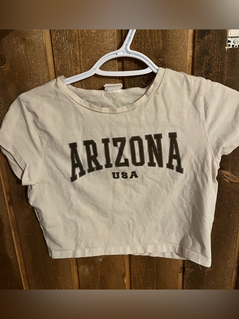 Urban Planet White Crop Top with Black 'Arizona USA' Print